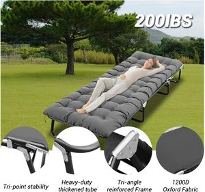 เตียงพับสำหรับผู้ใหญ่ โครงเหล็กอัลลอย รับน้ำหนักได้ 220 ปอนด์ พร้อมที่นอน พกพาสะดวก ใช้ได้ทั้งในบ้าน/นอกบ้าน/ที่บ้าน/เดินทาง - Product Image 4