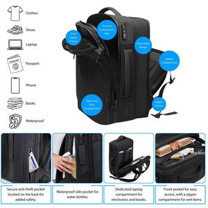 Mochila Expandible de Viaje de 70L con Cierre de Cremallera, Candado TSA y Diseño Moderno - Product Image 4