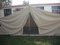 Grande tente murale en toile monocouche quatre saisons, coupe-vent, avec poteaux en acier et tissu en coton, une chambre et un salon pour le camping