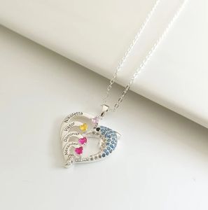Loveher bijoux luxe mode <span class=keywords><strong>dauphin</strong></span> pierre de naissance nom <span class=keywords><strong>collier</strong></span> personnalisé coeur nom <span class=keywords><strong>collier</strong></span> 925 argent laiton pas facile à décolorer - Product Image 4