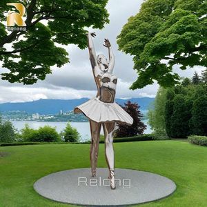 Escultura de Bailarina de Acero Inoxidable de Tamaño Real, Estilo Moderno, para Exteriores, Plazas Públicas y Parques - Product Image 5
