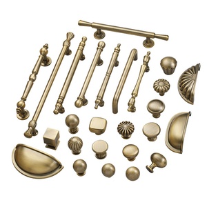 Light Luxury Yellow Bronze Zinc Alloy Strip Shape Wardrobe Handle Cabinet Door <strong>Drawer</strong> Dresser French <strong>Antique</strong> <strong>Style</strong> Single Hole - Product Image 1