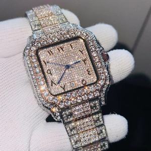 Wholesale Latest Hot Selling All Diamond Gold Quartz Iced <b>Watch</b> with Calendar Water-resistant Function Practical - Product Image 3