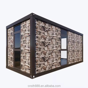 Maison conteneur préfabriquée modulaire en acier de 20 pieds avec mur à grain de <span class=keywords><strong>pierre</strong></span> pour camping, cabane hors réseau, complexe hôtelier - Product Image 1