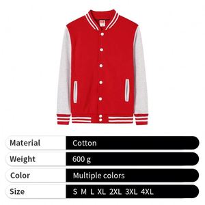 เสื้อแจ็คเก็ตเบสบอลแบบยูนิเซ็กซ์สีแดง ดำ ส้ม น้ำเงิน ปี 2026 แบบสั่งทำพิเศษ - Product Image 3