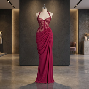 Premium Imported Fabric Sleeveless <b>Long</b> Evening Dress with Sophisticated Designer Look for Reception Wear Cocktail Celebrations - Product Image 1