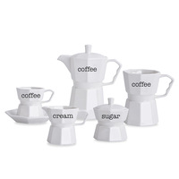 Juego de Tazas de Café de Cerámica con Logotipo en Inglés, Estilo Minimalista Moderno, de Lujo Ligero y Alto Valor, para el Hogar, Tazas, Platillos, Tetera y Leche para el Té de la Tarde