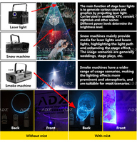 3 pcs set pour mariage lazer haute puissance 20W effet cendrillon 1500w neige et brouillard machine lazer rgb mariage laser lumières