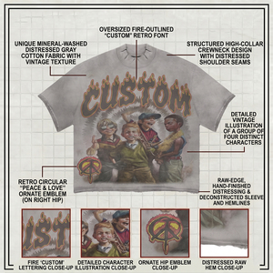 เสื้อยืดคัสตอม 300GSM ผ้าพรีเมียม พิมพ์ลายกราฟิกทรงบ็อกซี่ สไตล์วินเทจ คุณภาพพรีเมียม สไตล์สตรีททันสมัย สำหรับผู้ชาย - Product Image 3