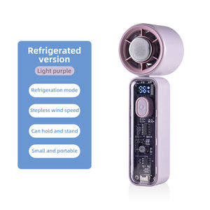 Ventilador de Mano con Velocidad Ajustable de 1 a 100, Pantalla Digital Inteligente, Enfriamiento con Hielo, Cuerpo Transparente, Batería de 2000 mAh, Sin Escobillas, para Hogar y Auto - Product Image 1