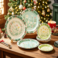 Assiettes en papier jetables imprimées sur le thème de Noël, 7/9 pouces, compostables, pour les fêtes, vente en gros