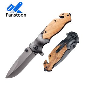 سكين جيب قابل للطي X50 عالي الصلابة بسعر الجملة الرخيص، مقبض من الألومنيوم والخشب، سكين للتخييم والبقاء على قيد الحياة في الهواء الطلق - Product Image 1