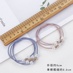 Élastiques à cheveux perlés avec perles, haute élasticité, bandeau pour femme, usage quotidien, accessoire de coiffure en corde, fabrication artisanale - Product Image 4