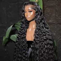 Perruque en cheveux naturels vietnamiens longs bruts, ondulés profonds, bouclés birmans, avec dentelle frontale HD, cheveux indiens vierges, lisses crépus