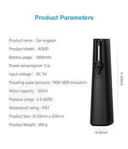 Nettoyeur d'oreilles électrique professionnel, kit d'irrigation par lavage à l'<span class=keywords><strong>eau</strong></span>, dispositif d'élimination du cérumen avec plusieurs embouts pour l'entretien des oreilles - Product Image 5