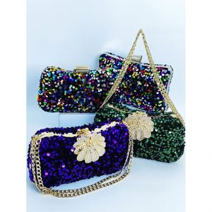 حقيبة يد نسائية فاخرة لامعة مخصصة رائجة البيع، حقيبة سهرة مزينة بالخرز البراق، حقيبة للحفلات والزفاف - Product Image 1