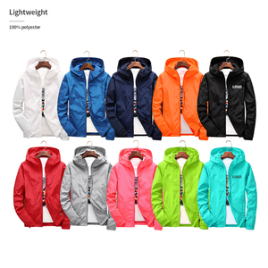 Wholesale <b>Men's</b> 100% Polyester <b>Jacket</b> Hood Custom Logo Print OEM Service Softshell <b>Light</b> Solid Color Dye Multiple Sizes - Product Image 1