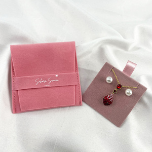 Custom Logo Made Suede <b>Envelope</b> Pouch With Insert Cards Velvet Jewelry Ring Necklace <b>Gift</b> Packaging Bag - Product Image 6