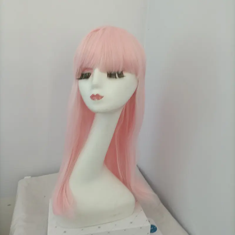 Fábrica direta por atacado Halloween Party Maquiagem Perucas Mulheres rosa Long Straight Hair Funny Show Dress
