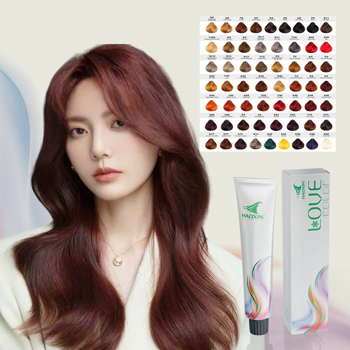 HAOXIN fábrica Hot Sales marca privada 100ml bajo amoníaco tinte permanente para el cabello tinte profesional crema de color para el cabello