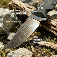 Couteau de chasse Damas d'extérieur avec manche G10, couteau de survie pour le camping avec étui de protection