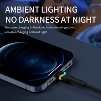 Câble USB Type C en nylon tressé avec éclairage LED, charge rapide QC 3.0, câble de données pour téléphone, fabrication en gros, max 3A, USB AM vers Type C