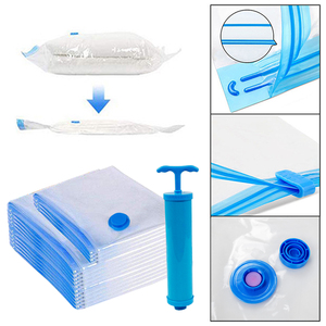 Clothing Vacuum <strong>Compression</strong> <strong>Bag</strong> With Inflator Hand Pump Space Saver Transparent Storage Pouch Travel Essential Storage <strong>Bags</strong> - Product Image 5