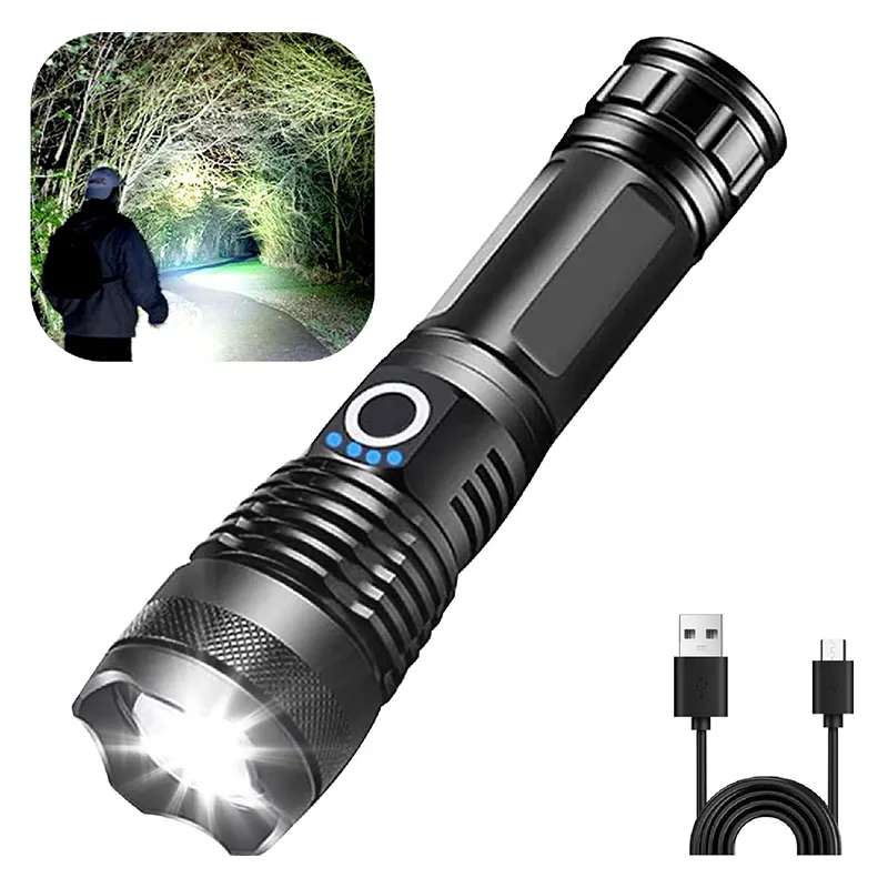 USB Có Thể Sạc Lại Spotlight Ánh Sáng Mạnh Mẽ Lumens Cao P50 Đèn Pin & Torch Zoomable Chiến Thuật Đèn Pin Cho Ngoài Trời Led Cắm Trại