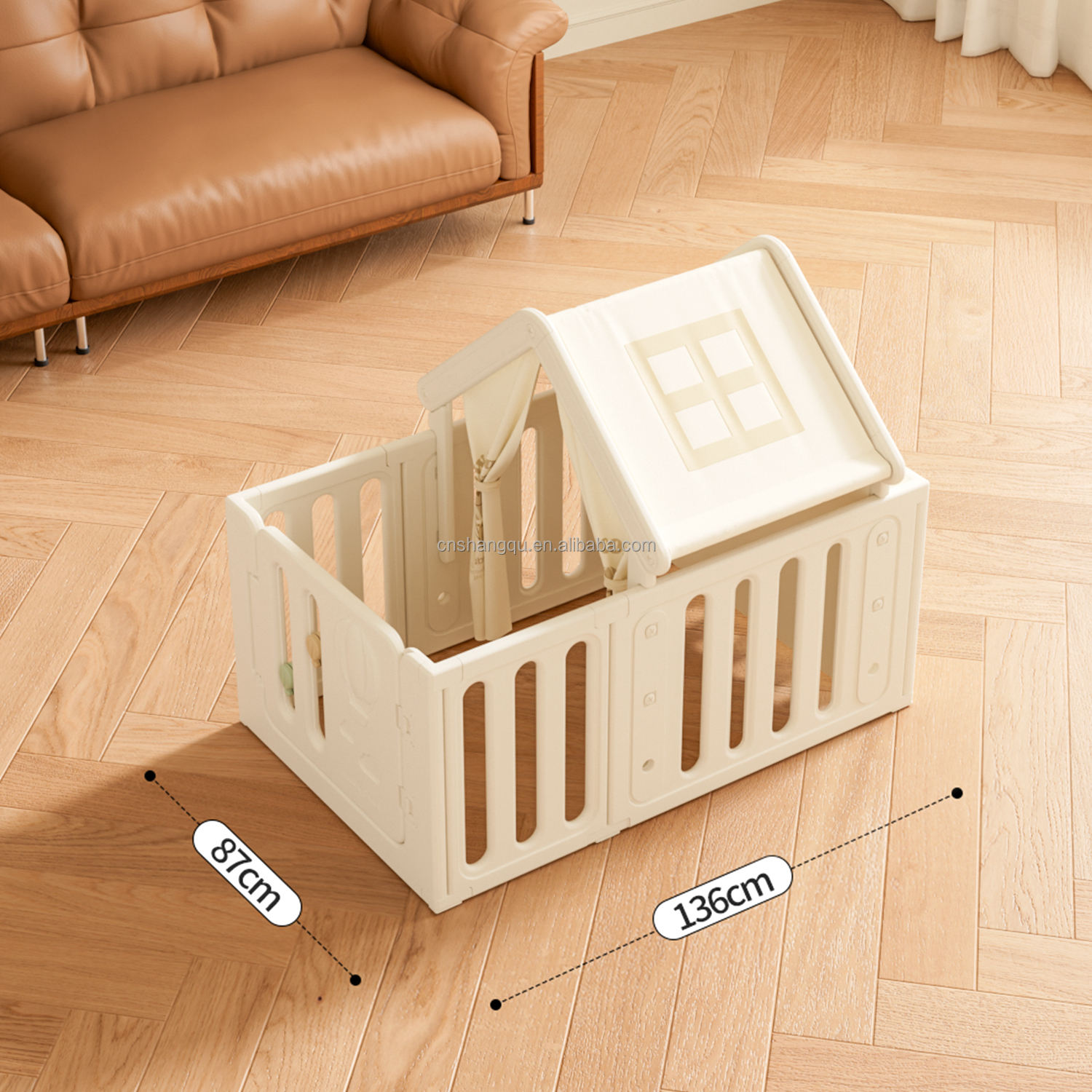 Parc pour bébé blanc, cabane de jeu 4