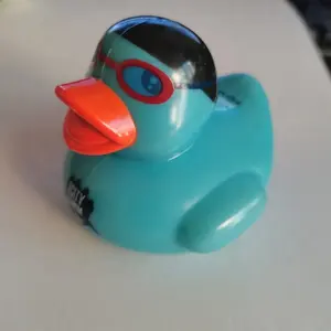 PVC free floating bath duck logo printed real rubber duck