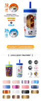 Gobelet isotherme personnalisé pour enfants 12oz 16oz en acier inoxydable avec impression de dessin animé, bouteille d'eau pour enfants