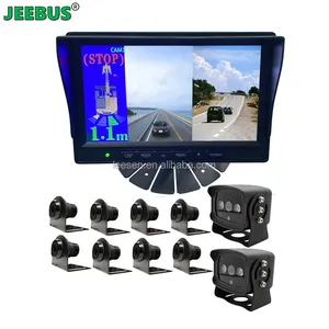 Excavadora de camiones pesados Detección de punto ciego 8 Sistema de monitor de sensor de estacionamiento con HD 2CH 7 pulgadas 1080P Cámaras de marcha atrás Grabación de video