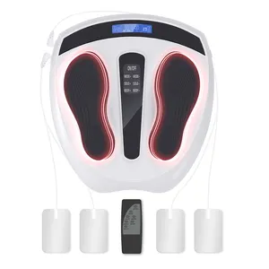 Massageador de pés elétrico ems, massageador de pés com função infravermelha e circulação sanguínea, lcd, estimulador eletrônico