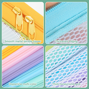 Huajie bán buôn bền lưới công suất lớn A4/A5 dây kéo túi tài liệu nhiều lớp chủ đề tập tin thư mục xử lý chất lượng nộp hồ sơ - Product Image 4