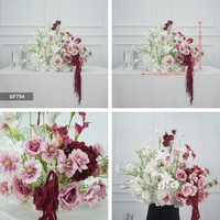 Bouquet de fleurs artificielles Calla Lily rouge et blanc mélangé DKB personnalisé de 70 cm, arrangement floral haut de gamme pour une décoration de mariage élégante