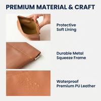 Pochette de rangement en cuir PU avec logo personnalisé, mini pochette compressible pour écouteurs, rouges à lèvres, pièces de monnaie, câbles, fermeture automatique, sac étanche