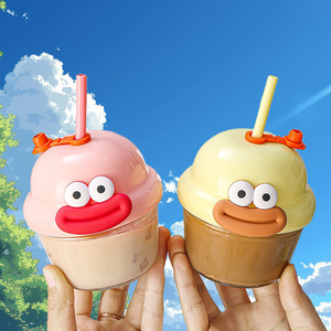 Vaso de Vidrio con Pajita Mini para Café o Agua, Diseño de Dibujos Animados Moderno y de Alta Calidad para Parejas, Vaso de Vidrio Mini Kawaii - Product Image 2