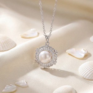 Collier en argent S925 avec perle de coquillage, pendentif en forme de goutte d'eau pavé de CZ, bijou élégant, cadeau pour femme - Product Image 5