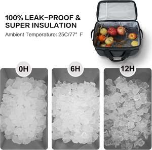 Waterproof Cooler Bags Soft Sided with Zipper Closure Collapsible Large Travel Coolers Leakproof Insulated Geometric Pattern - Product Image 6