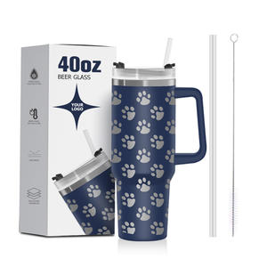 Vente en gros de grand gobelet de voyage isotherme avec poignée et couvercle à paille en acier inoxydable 40 oz - Product Image 1