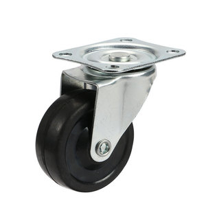 Solid Rubber <b>Caster</b> <b>Wheels</b> 2.5 Inch Flat Swivel Omnidirectional No Brake Black Durable General Use - Product Image 4
