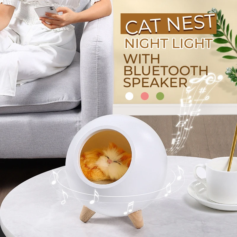 Cat House Night Light Touch Dimming LED Mini Cat Lamps Kids Bedroom Christmas Decor Holiday Gift