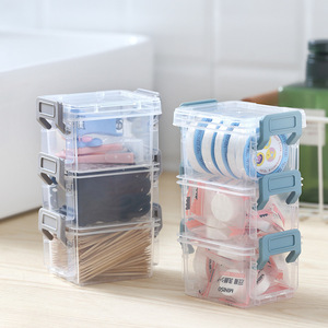 Transparent Plastic Storage Box Stackable With Lid For Jewelry Cosmetics Pills Food Container Rectangle Solid Color - Product Image 2
