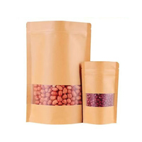 Sac en papier kraft personnalisé réutilisable pour l'emballage alimentaire, sac debout pour noix, biscuits, sac en papier kraft debout avec fermeture éclair