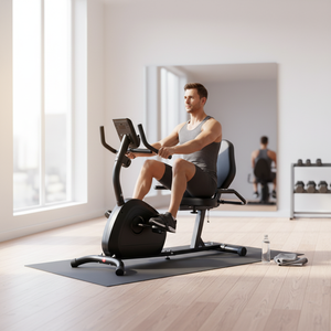 Vélo d'appartement confortable à résistance magnétique, 8 vitesses, pour usage domestique, équipement de fitness, 120 kg - Product Image 1