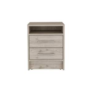 Mesita de noche minimalista DB Eter gris claro con tapa superior y dos cajones para uso en apartamentos o hogares - Product Image 2