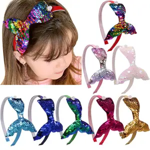 Kopfband-Lieferanten mehrschichtige Pailletten Cartoon-Kopfbänder für Mädchen Regenbogen Binging Perlen Haarbänder