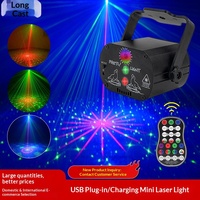 Lampu Panggung Laser Mini Isi Ulang USB Lintas Batas, Lampu Proyeksi Langit Berbintang Suasana Natal Merah Hijau Biru CE DJ