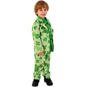 Trajes del Día <span class=keywords><strong>de</strong></span> San Patricio para niños Conjunto <span class=keywords><strong>de</strong></span> disfraz <span class=keywords><strong>de</strong></span> trébol verde Top <span class=keywords><strong>de</strong></span> Caballero <span class=keywords><strong>de</strong></span> manga larga + Pantalones a rayas + Sombrero - Product Image 3