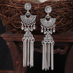 Indian Ethnic Style Long Chain <b>Tassel</b> <b>Earrings</b> With Heart Design For Women 2022 - Product Image 2